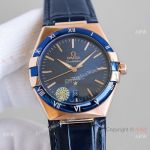 AAA Grade Replica Omega Constellation Gent's Watch Rose Gold and Blue